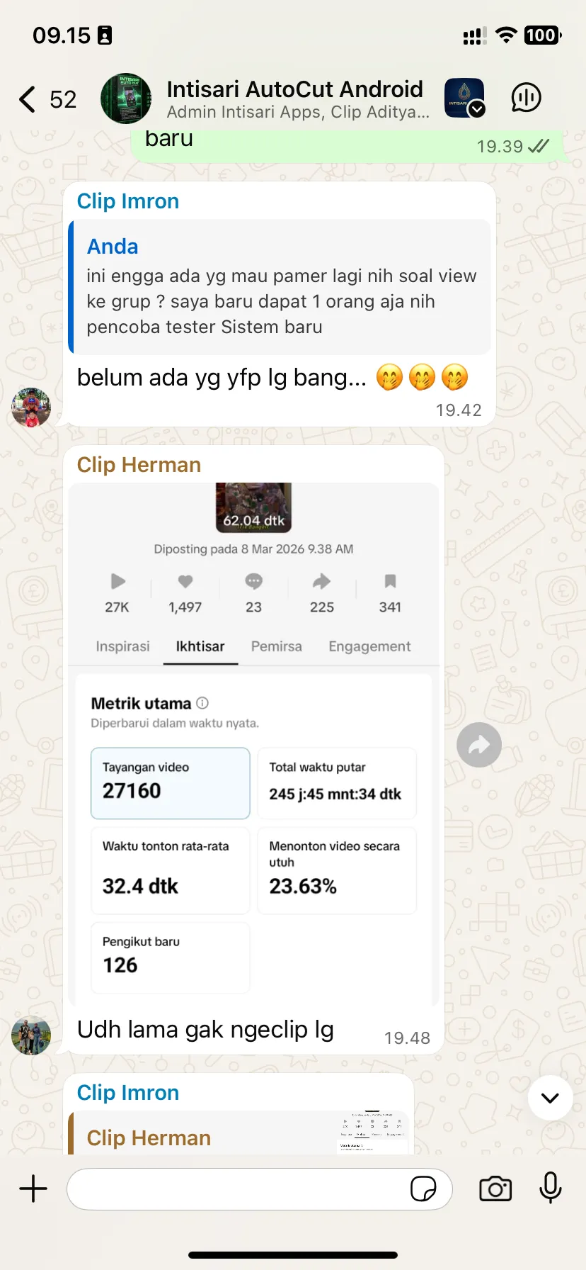 Bukti Analitik TikTok 27K Views